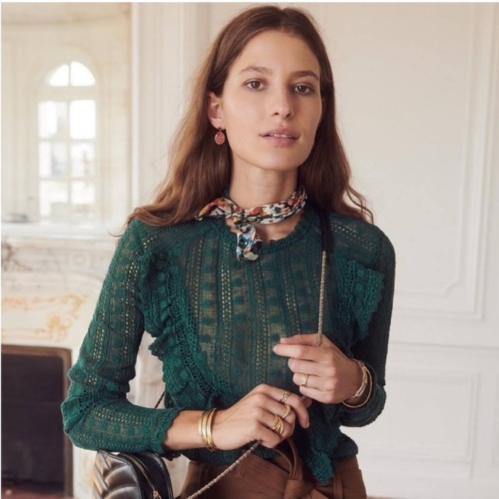 Sezane Madeleine Blouse in Green/ Emerald size 36 (US 2/4)